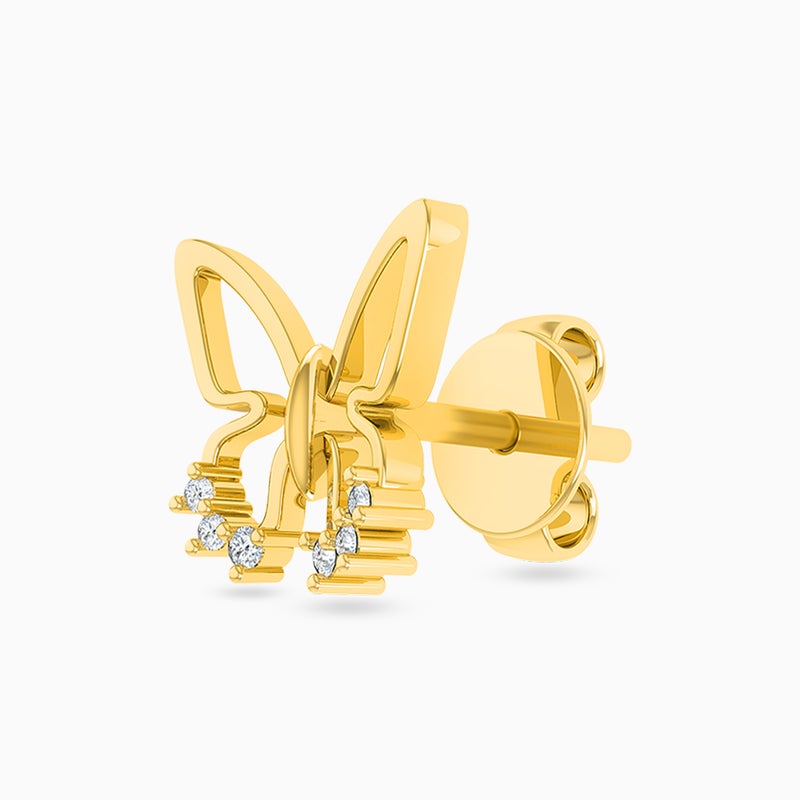 Miss L' by L'azurde Butterfly Diamonds Stud Earrings in 18K Gold - Image 4